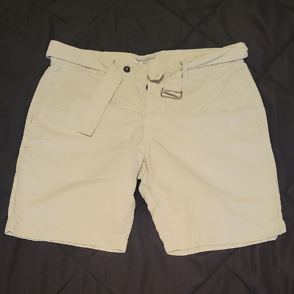Officine Generale Men's Tan Cargo Shorts with Belt